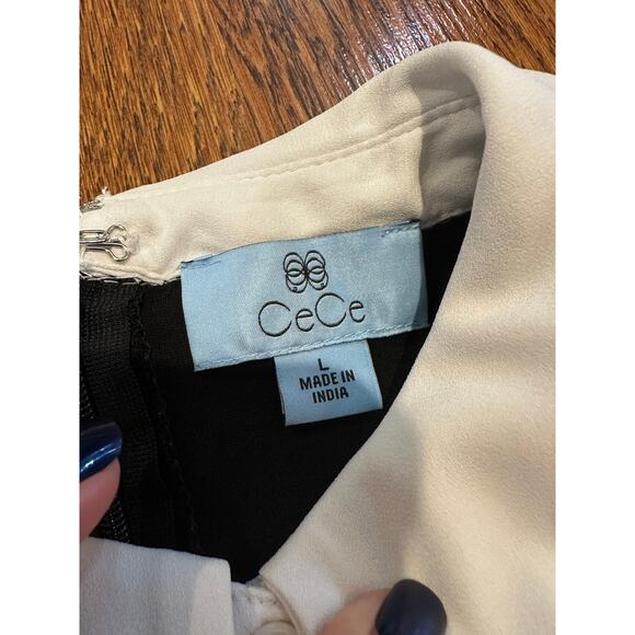 Cece Women's Embellished Layered Look Top Black Sz L Chic Effortless Style - Picture 9 of 10